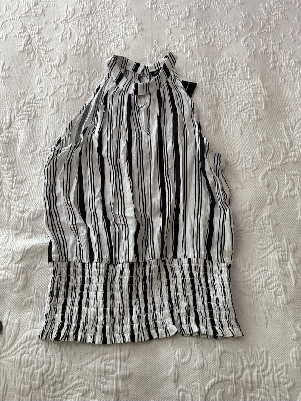 New with tags INC small women’s Sleeveless Black & White Stripe Halter Top